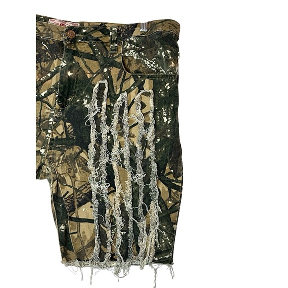 Bleecker & Mercer Shorts Mens Size‎ 40 Camouflage Distressed Denim Camo Y2K - Picture 9 of 10